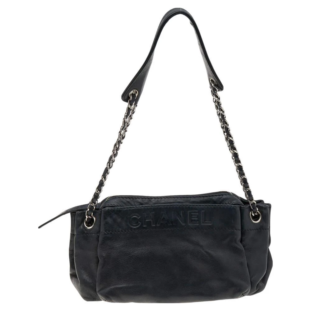 Chanel Chanel Black Leather Accordion Zipper Bag 1
