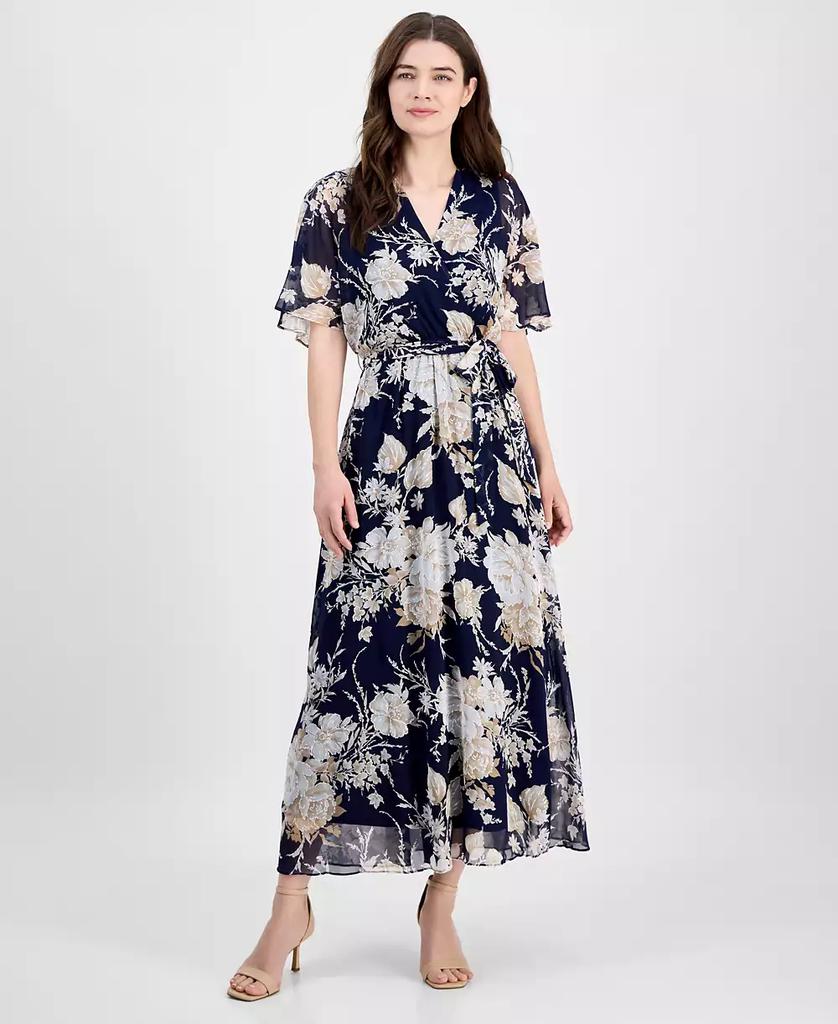 Sandra Darren Women's Surplice-Neck Chiffon Midi Dress