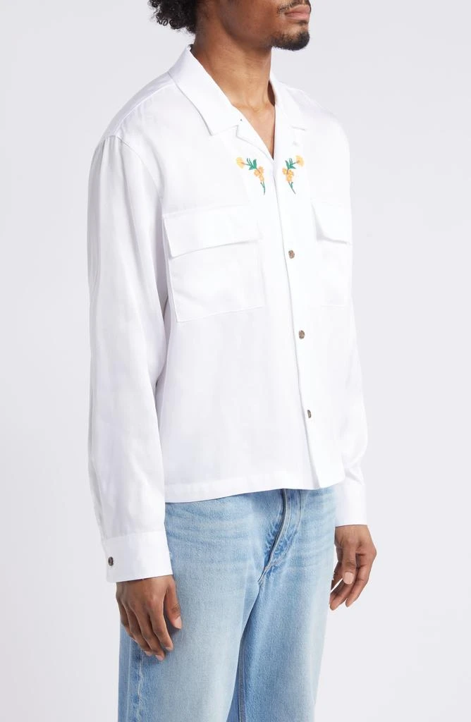 PacSun Global Auto Embroidered Floral Long Sleeve Camp Shirt 4