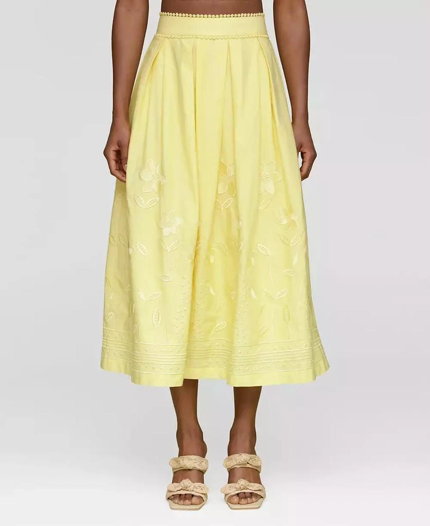 Avec Les Filles Women's Cotton Embroidered Midi Skirt 1