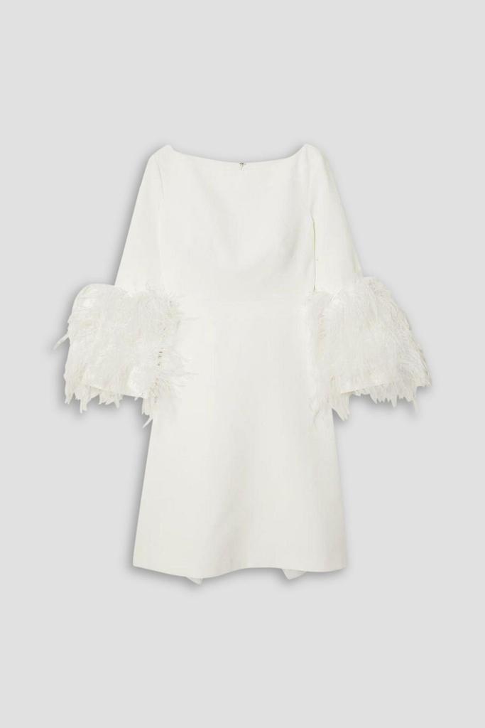 Huishan Zhang Reign feather-trimmed crepe mini dress