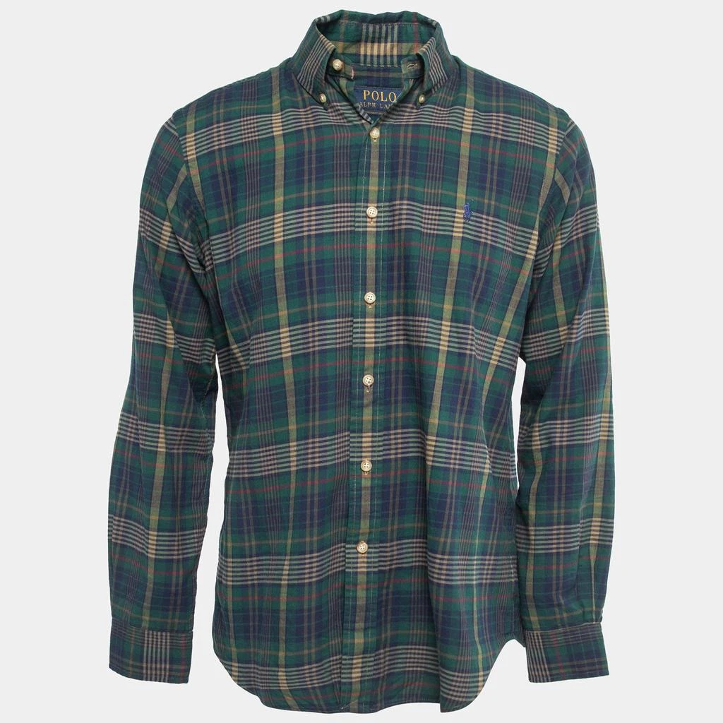 Ralph Lauren Polo Ralph Lauren Green/Navy Blue Plaid Cotton Button Front Full Sleeve Shirt M 1
