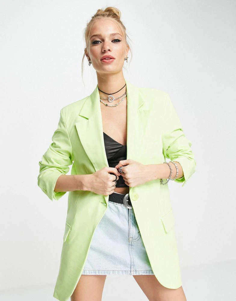 Bershka Bershka oversized blazer in lime 1