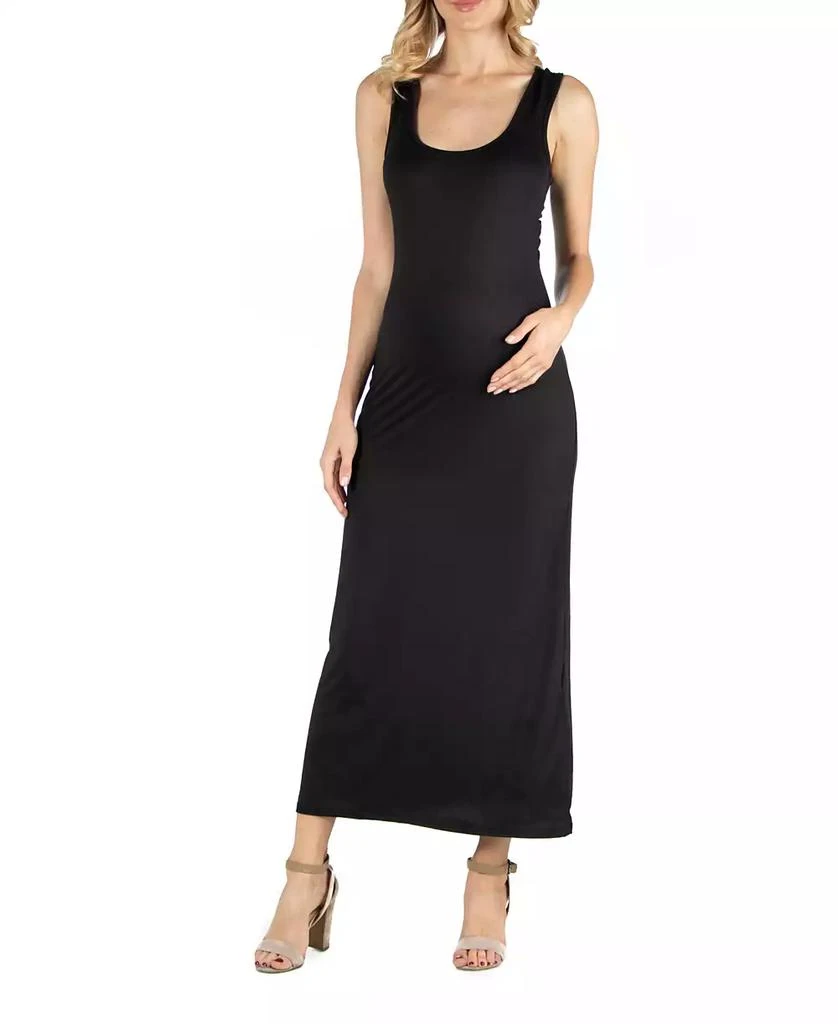 24seven Comfort Apparel Scoop Neck Maternity Maxi Dress with Racerback Detail - Green - Size 1 X 24seven Comfort Apparel Scoop Neck Maternity Maxi Dress with Racerback Detail - Green - Size 1 X