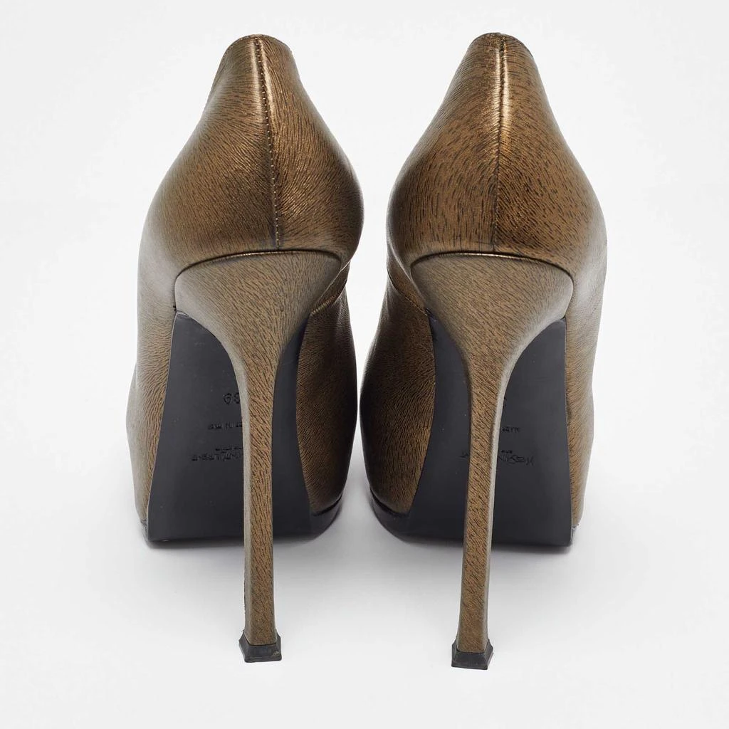 Yves Saint Laurent Yves Saint Laurent Gold Leather Tribtoo Platform Pumps Size 39 5
