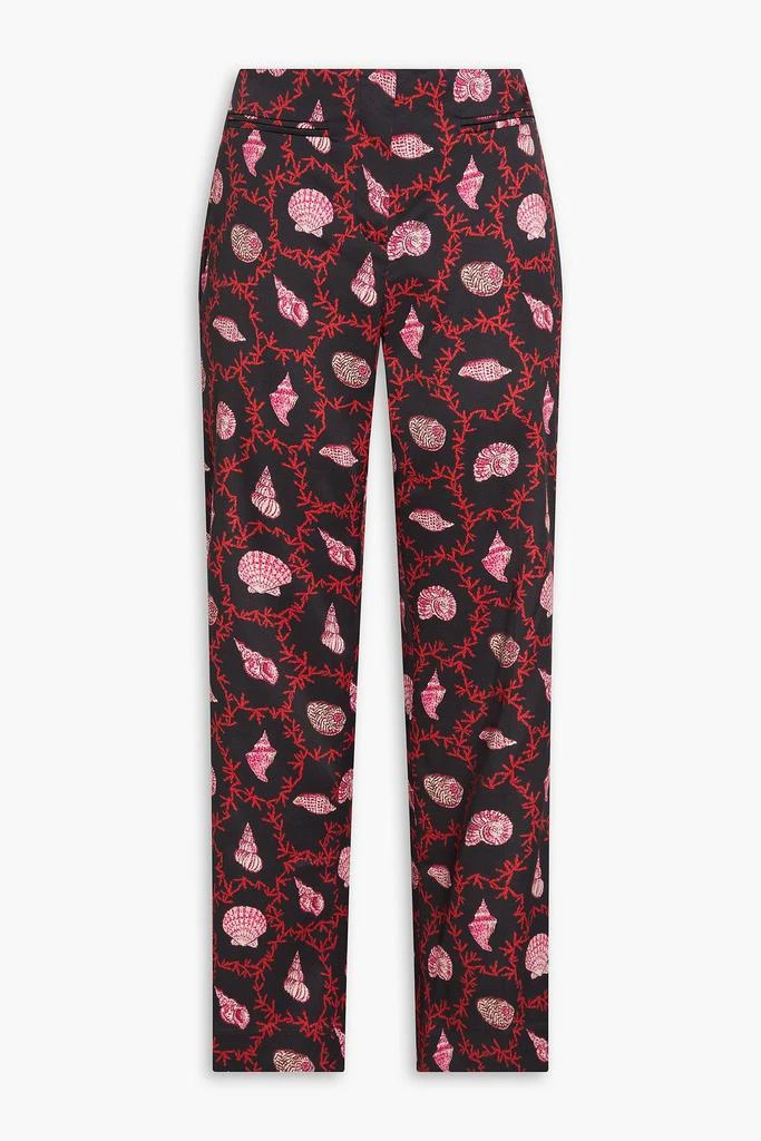Saloni Capri Flute printed stretch-silk twill kick-flare pants 1