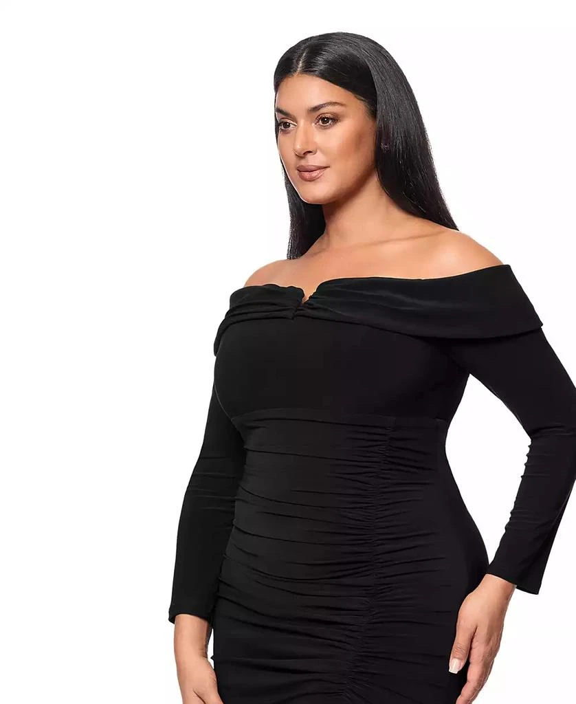 XSCAPE Plus Size Off-The-Shoulder Ruched Evening Gown 4