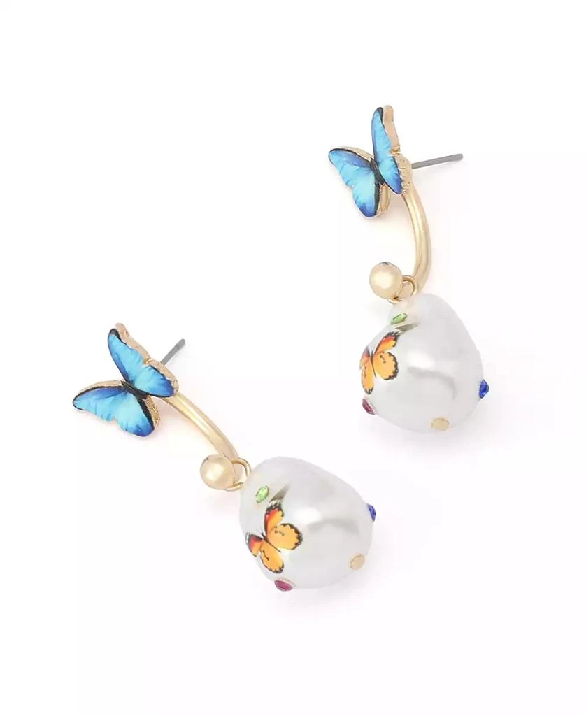 Betsey Johnson Faux Stone Backyard Butterfly Barbell Earrings 2