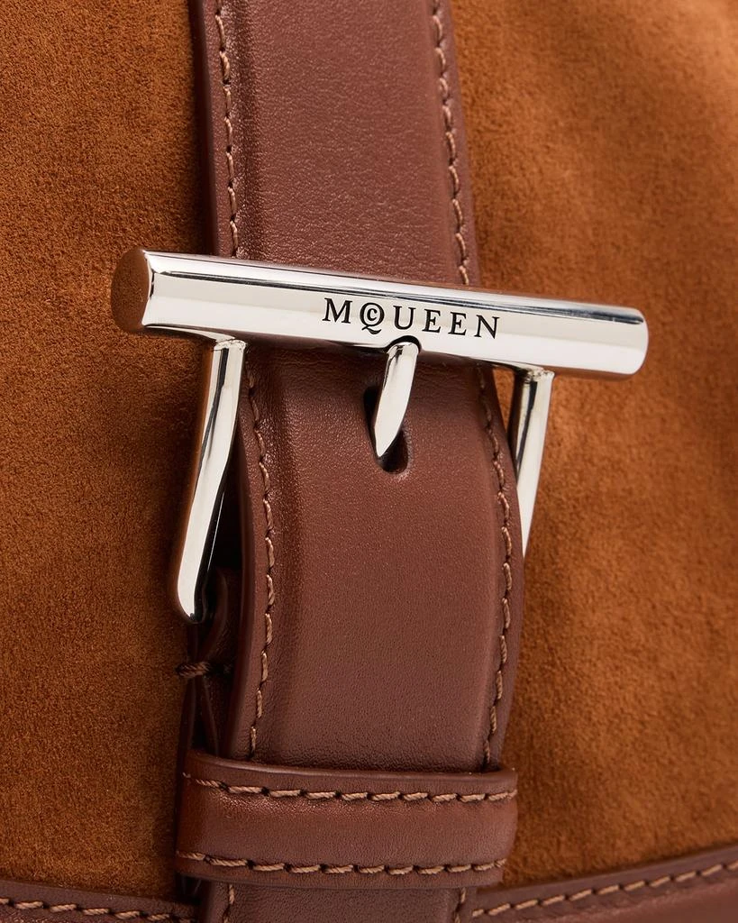 McQueen T-Bar Saddle Suede & Leather Crossbody Bag 5