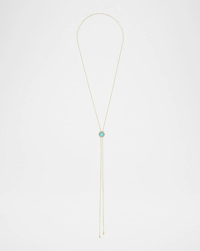 Stevie Wren Honeycomb Cabochon Gemstone & Diamond Lariat Necklace in 18K Yellow Gold 3