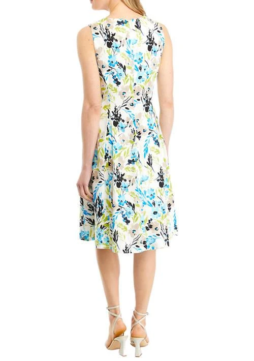 Kasper Womens Linen Blend Seamed Flare Dress 2