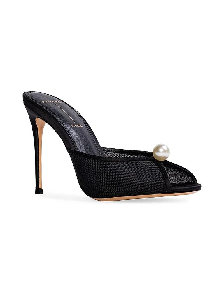 Black Suede Studio Sadie 100MM Satin Sandals 3