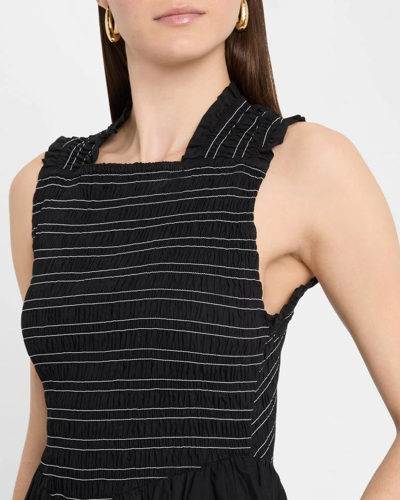 Ganni Smocked Stretch Cotton Sleeveless Midi Dress 5