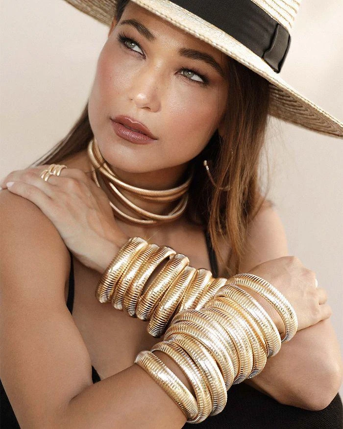Ettika Jewelry Golden Hour Stretch Bracelets in 18K Gold Plated or Rhodium Plated, Set of 3 6