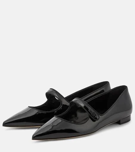 Manolo Blahnik Campari patent leather Mary Jane flats 5
