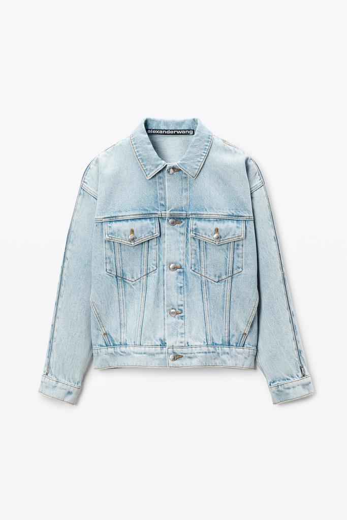 Alexander Wang Zipped Sleeve Trucker Jacket in Denim