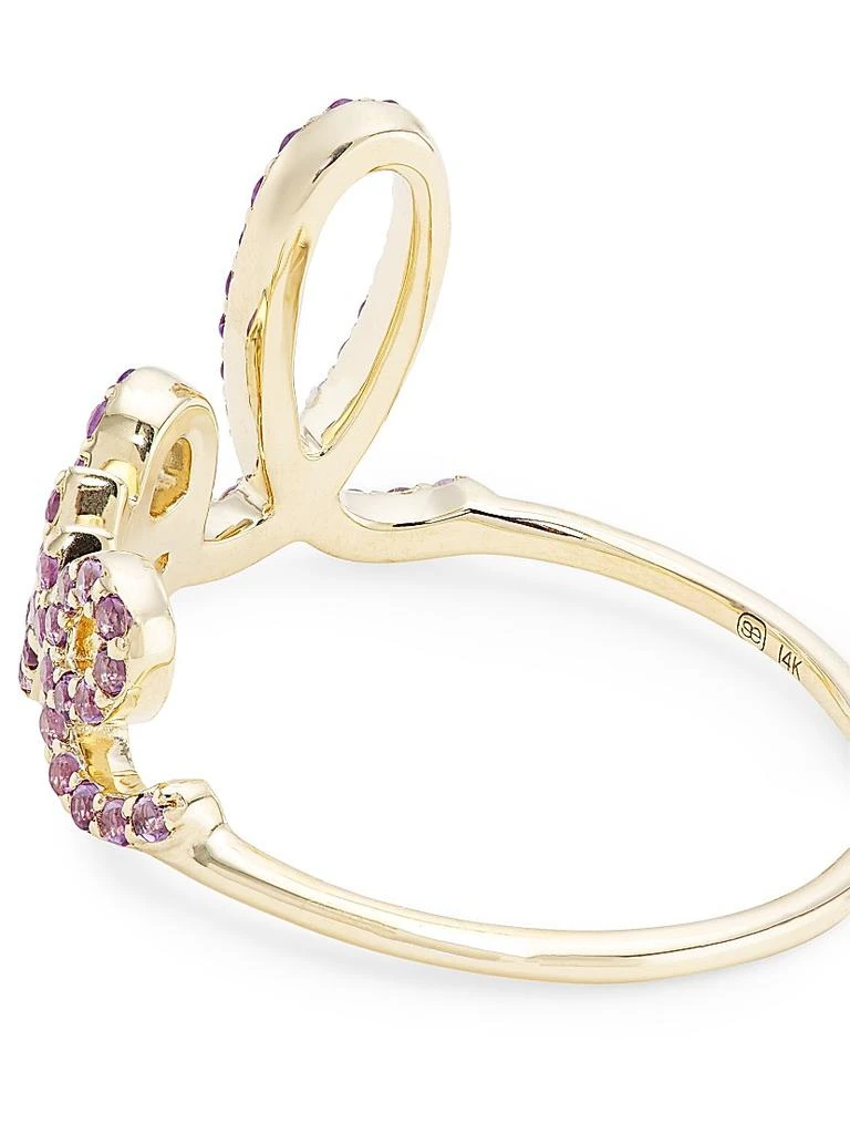 Sydney Evan Large 14K Yellow Gold 
Amethyst Love Script Ring 3