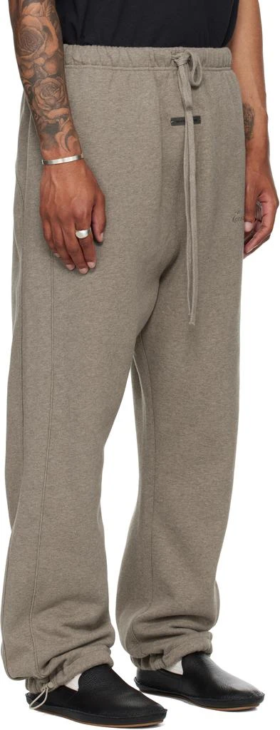 Essentials Brown Relaxed Fleece Piping Sweatpants 2