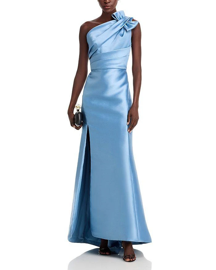Amsale One Shoulder Bow Gown 4