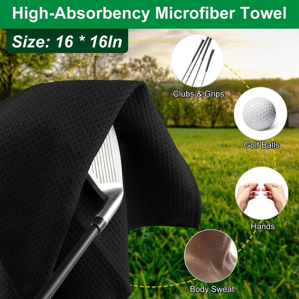 OUTDOOR SPRITZ 3 In 1 Golf Club Cleaning Kit Golf Club Cleaner Brush with 5Oz Water Bottle Retractable Clip Groove Sharpener Golf Towel Gift for Golfers 4