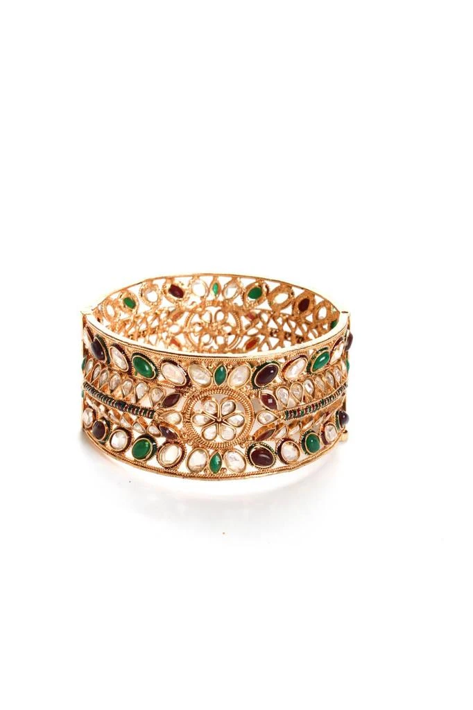 Rarities Womens Gold Tone Multicolor Glass Bangel Bracelet 1