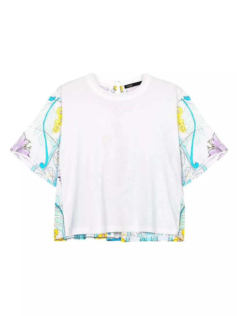 Maje Dual-Material Print T-Shirt 1