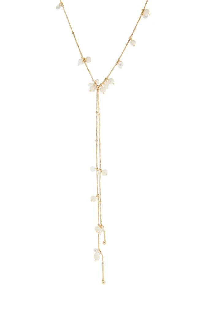 Nordstrom Floating Cubic Zirconia 
Faux Pearl Lariat Necklace