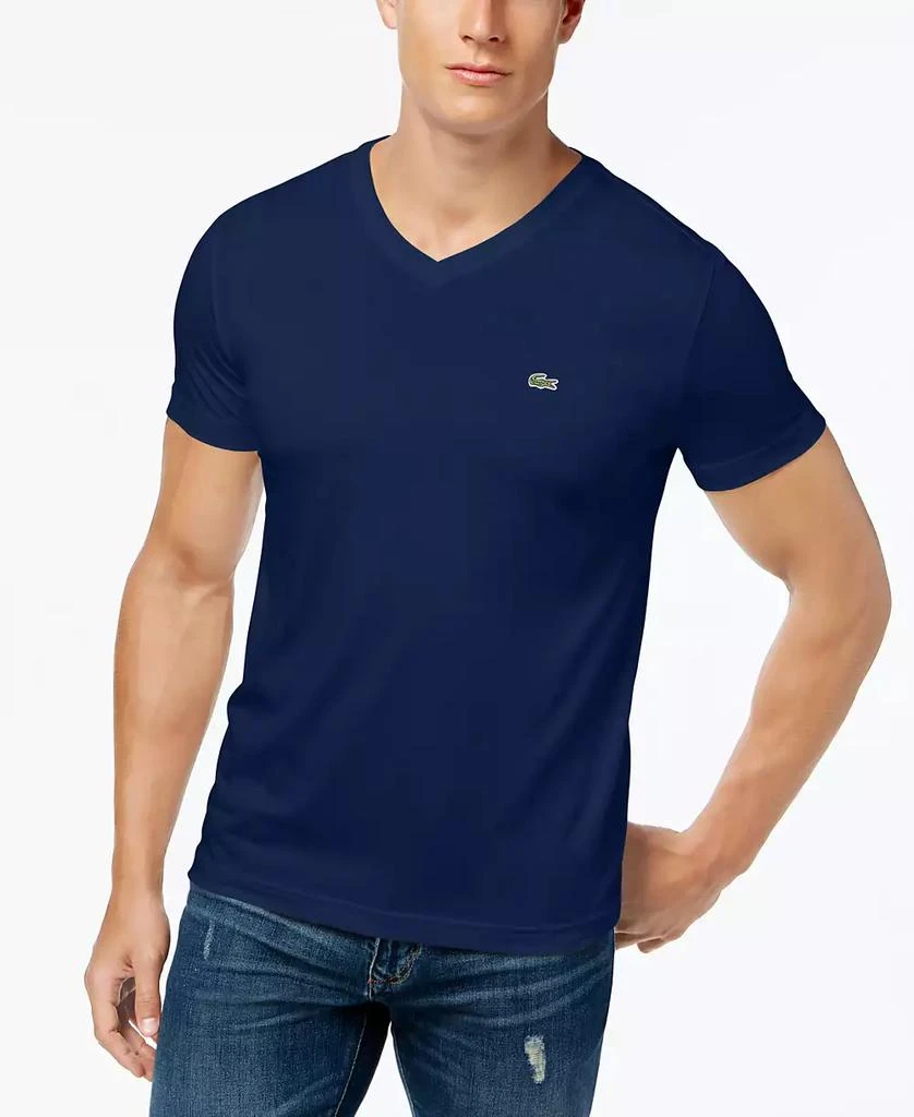 Lacoste Men’s Classic V-Neck Soft Pima Cotton Tee Shirt 1