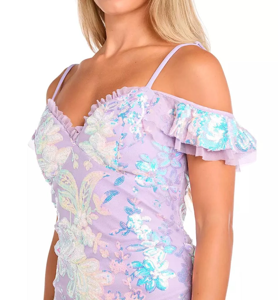 Morgan & Company Juniors' Sequined Floral Lace-Up Gown 8