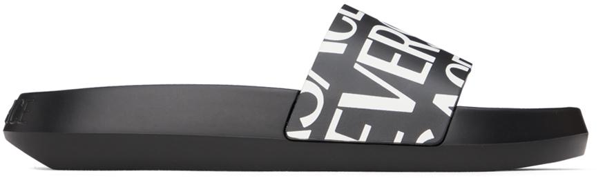 Versace Black Allover Slides