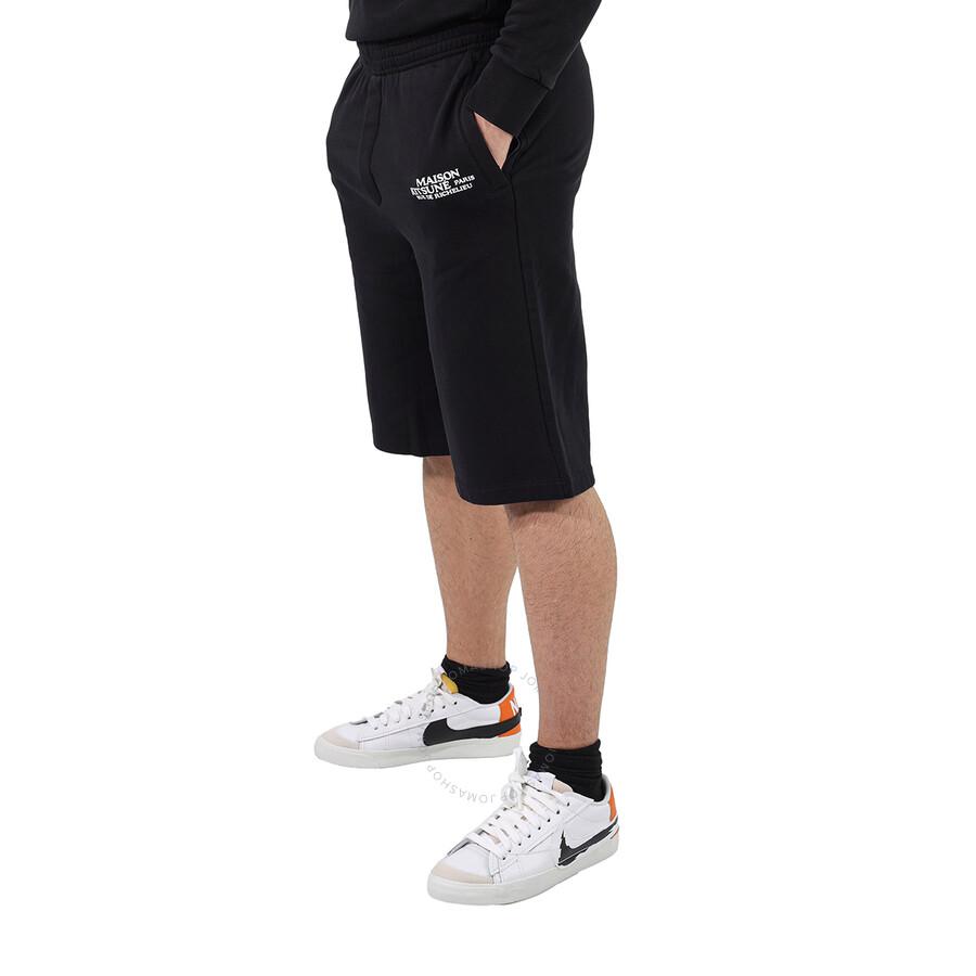 Maison Kitsune Men's Black Rue De Richelieu Jog Bermuda Shorts
