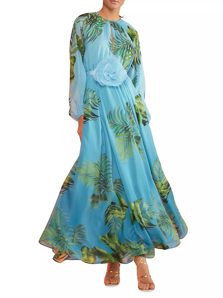 Cynthia Rowley Tropical-Print Chiffon Gown