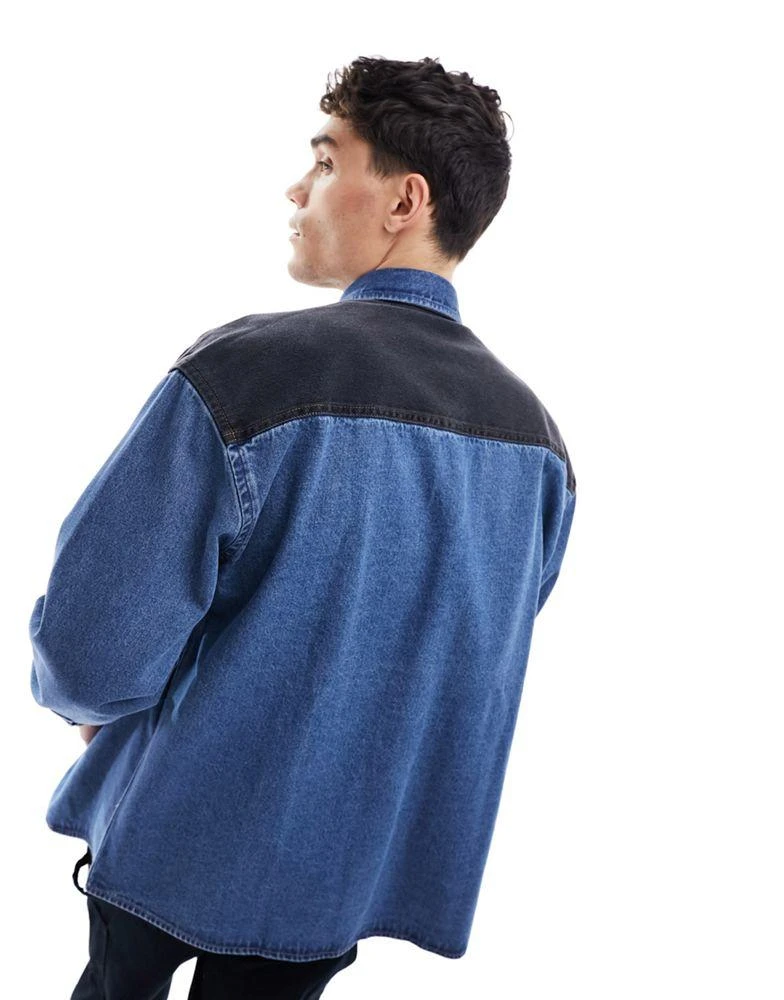 ASOS ASOS DESIGN 90s oversized shirt with black contrast detail in dirty wash 3