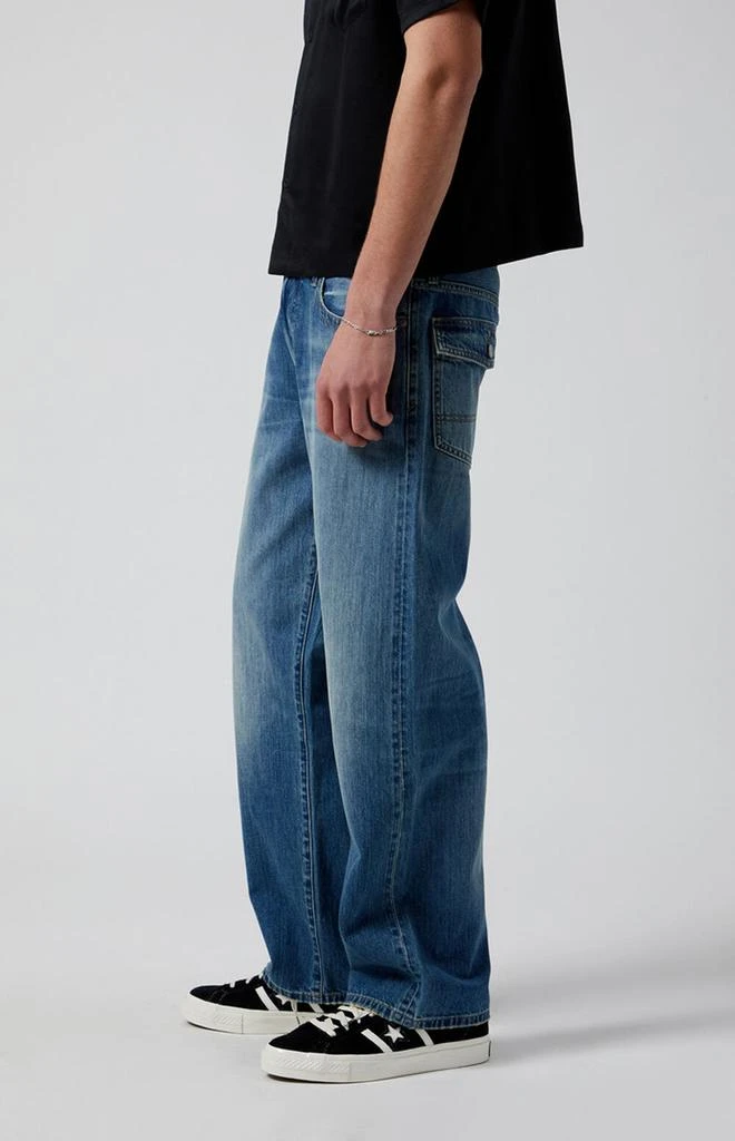 PacSun Medium Indigo Button Slub Baggy Jeans 3