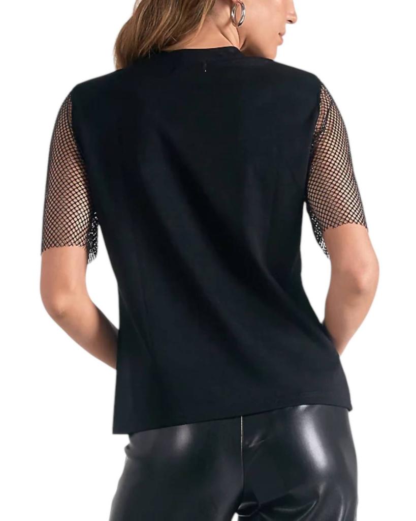 Elan Mesh Sleeve Tee In Black