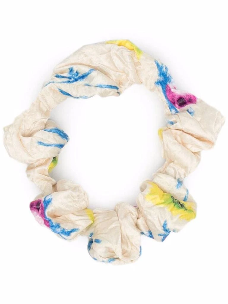 Ganni patterned ruched scrunchie - women -  -  - Neutrals 1