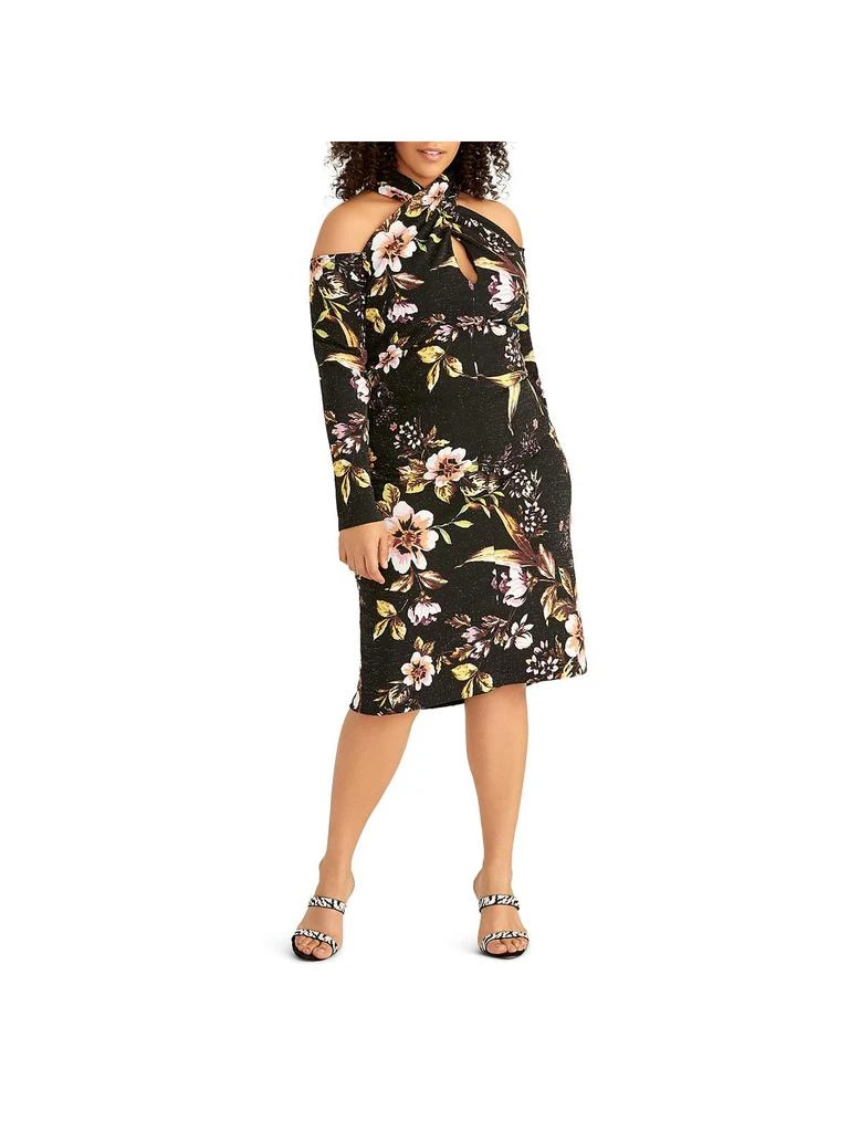 Rachel Rachel Roy Plus Womens Sparkle Floral Halter Dress 1
