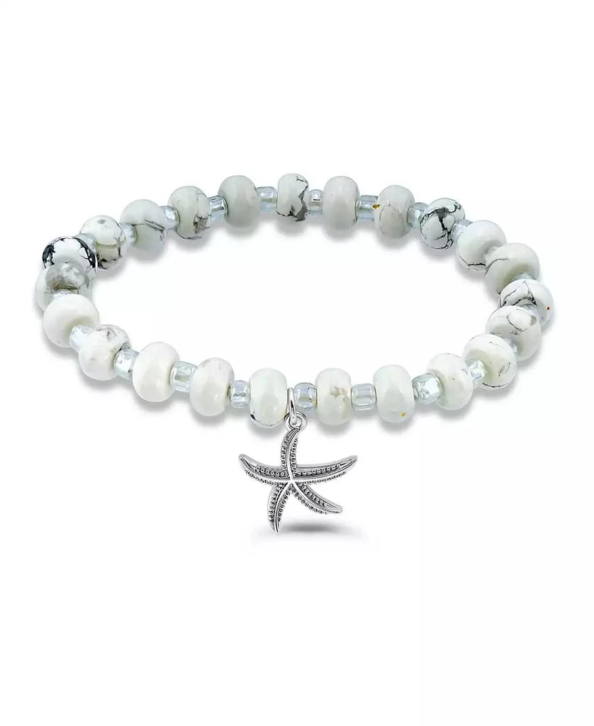 Macy
s Howlite Rondelle and Starfish Drop Silver Plated Stretch Bracelet