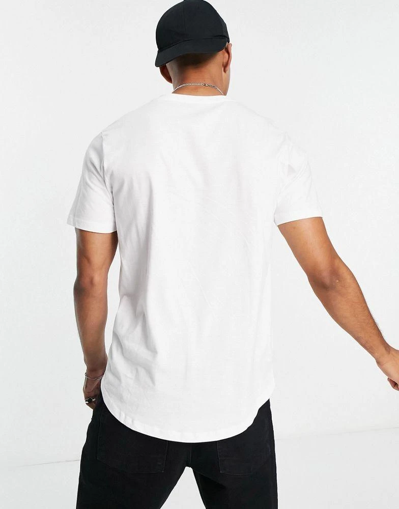 Jack & Jones Jack & Jones Essentials longline t-shirt with curve hem in white 2