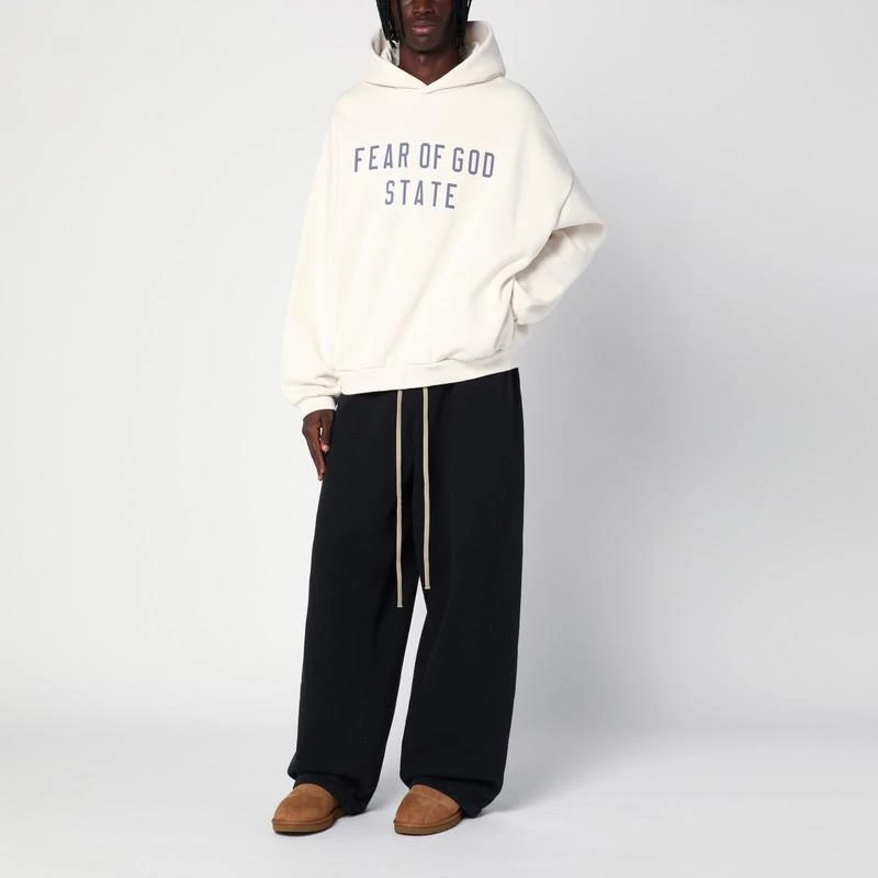 Essentials White hoodie with logo 2