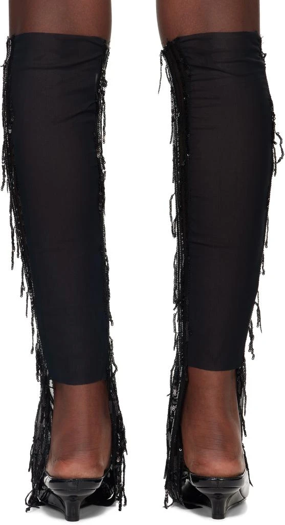 Edward Cuming Black Swinging Sequin Mesh Dripping Leg Warmers 2
