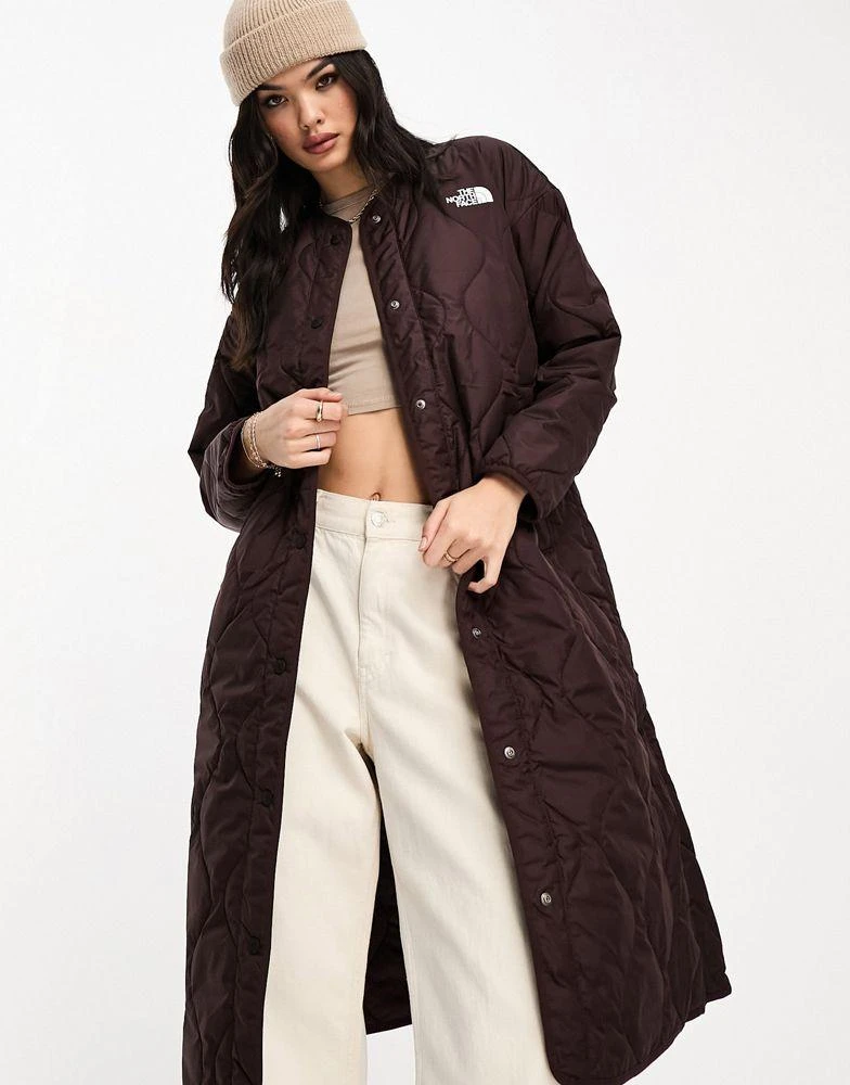 The North Face The North Face Ampato long quilted liner jacket in brown Exclusive at ASOS 1