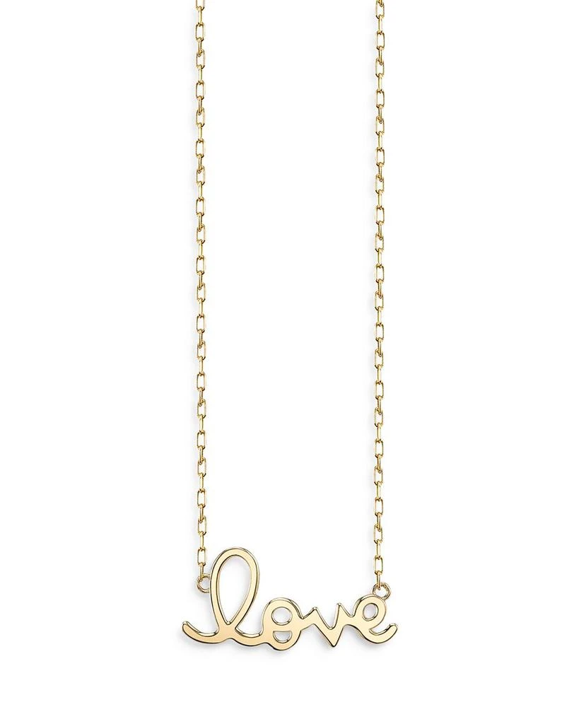 Sydney Evan 14K Yellow Gold Pure Small Love Script Pendant Necklace, 18" 1