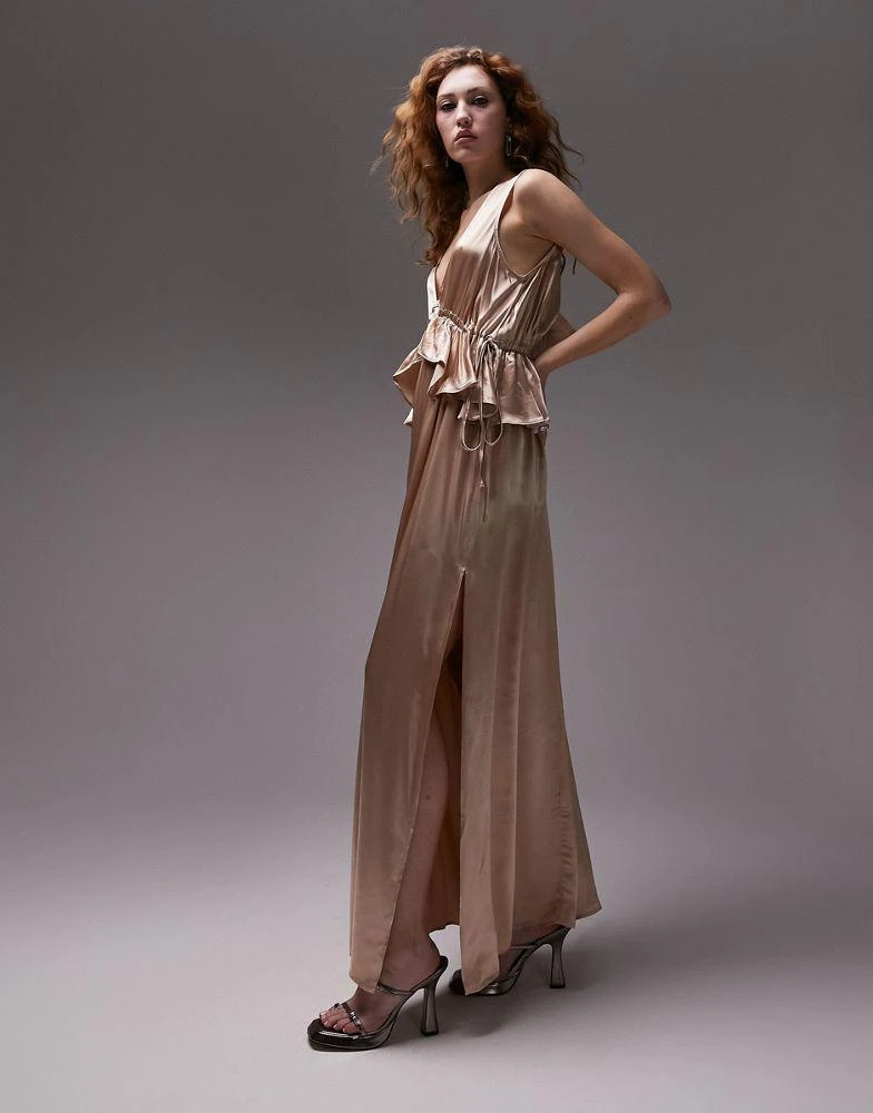 Shop Topshop ruffle peplum maxi dress in blush - LPINK on Sale at  BeyondStyle  Get 70% Off Topshop ruffle peplum maxi dress in blush - LPINK  with Limited-Time Flash Deals, Exclusive