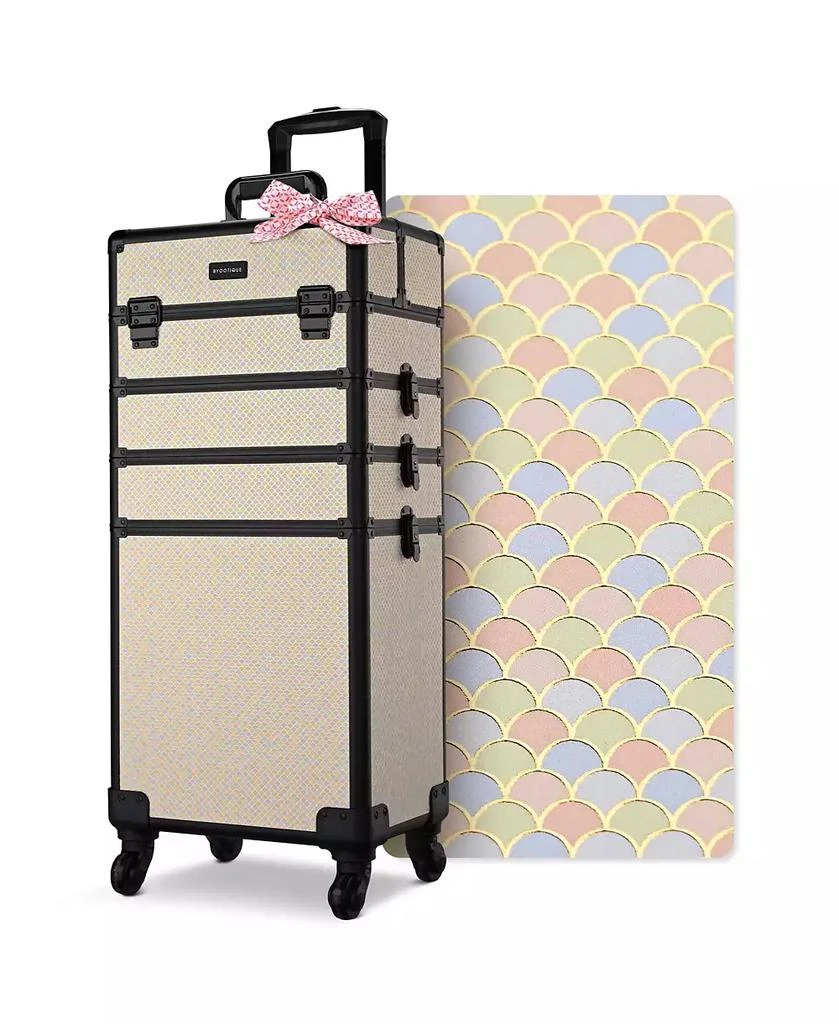 Byootique Rolling Makeup Train Case on Wheels 4in1 Cosmetology Art Deco Pastel 1