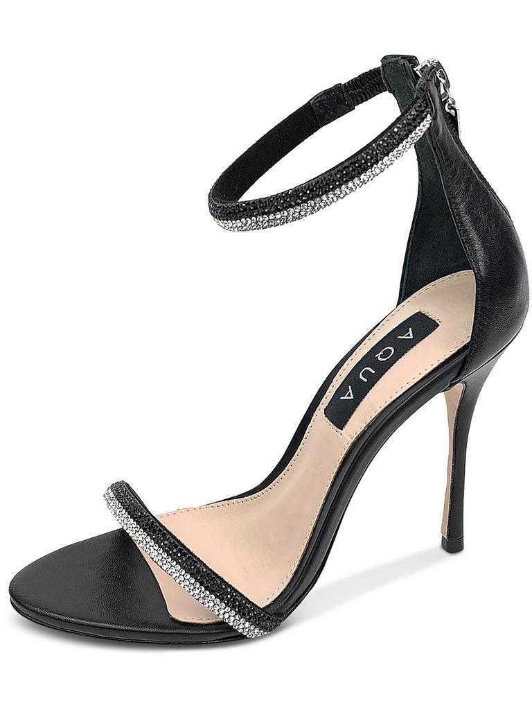 Aqua Olivia  Womens Ankle Strap Rhinestone Heels