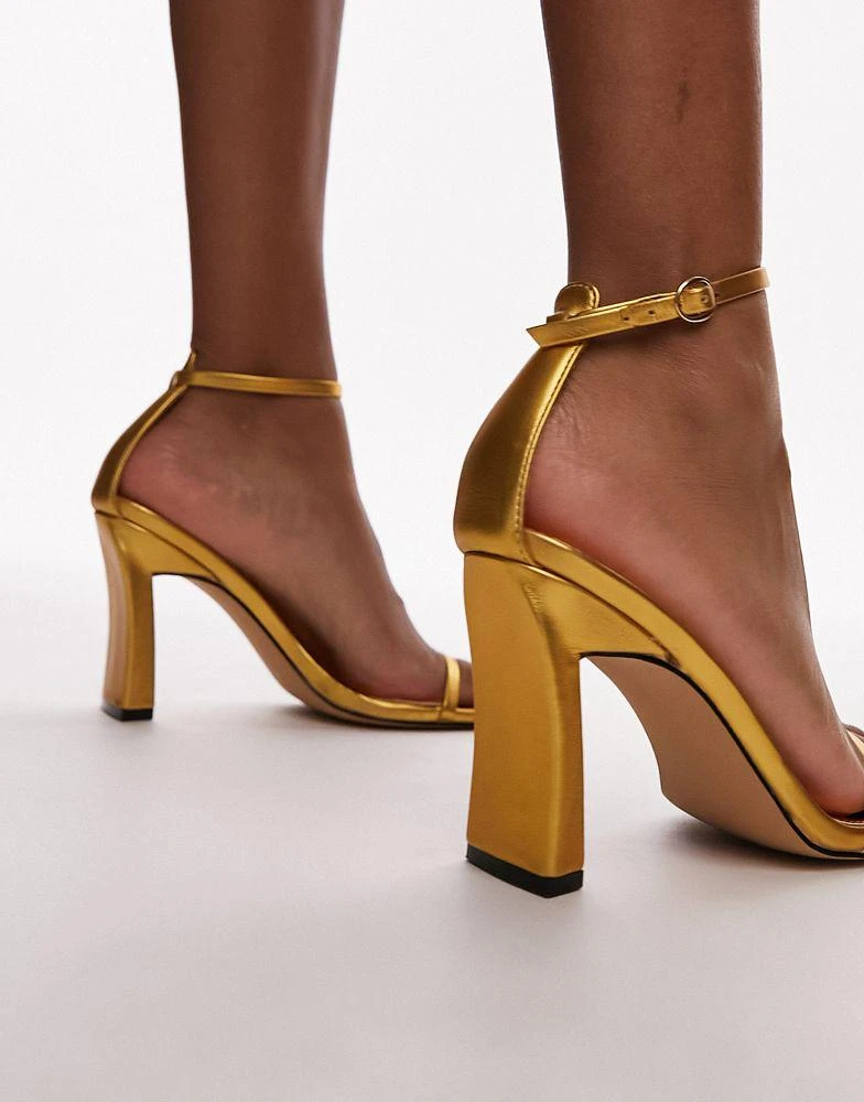 Topshop Topshop Goldie high heeled two part sandal in gold 4