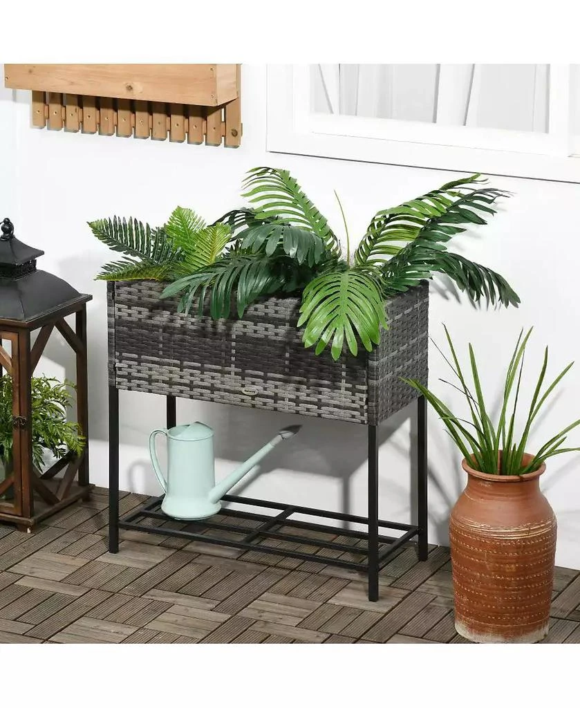 Chic Crate Outsunny Elevated Planter Box with Rattan Look 8