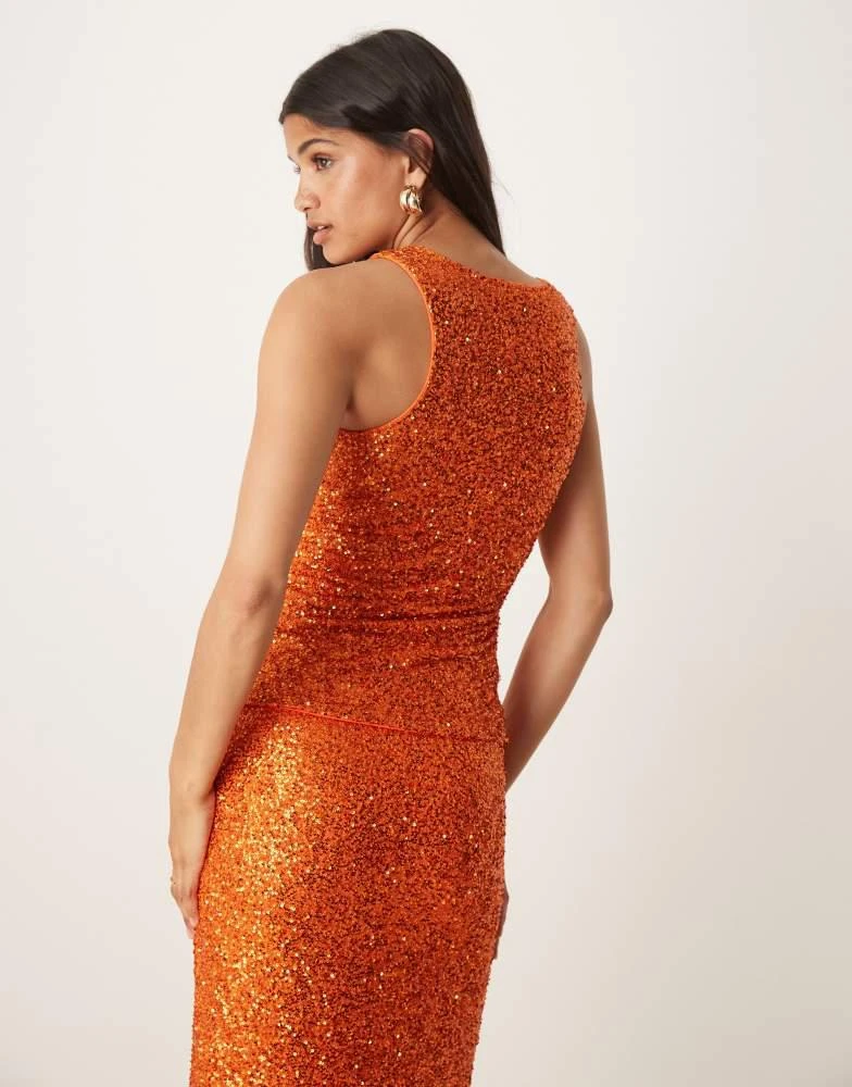 Never Fully Dressed Never Fully Dressed sequin tank top co-ord in rust 3