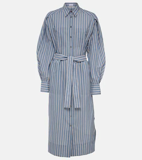 Brunello Cucinelli Striped cotton and silk shirt dress 1